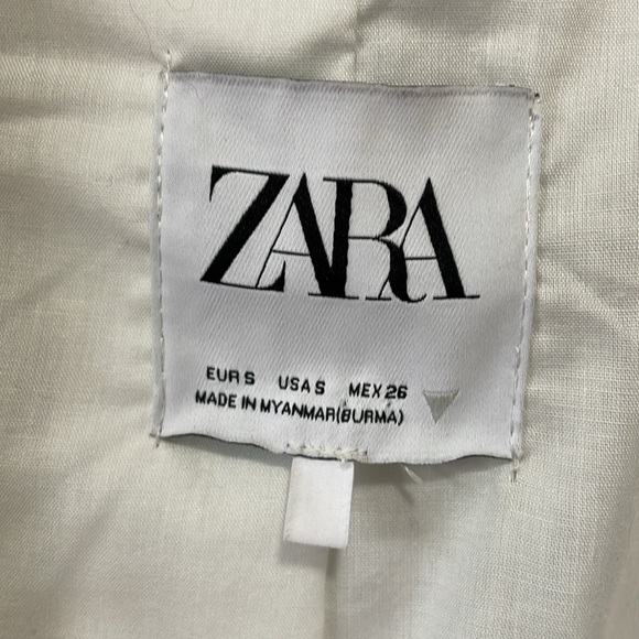 Zara White Linen Blend Shoulder Pad Blazer (US Size Small) - Picture 3 of 6